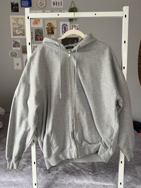 Brandy Melville Grey Zip-Up Hoodie